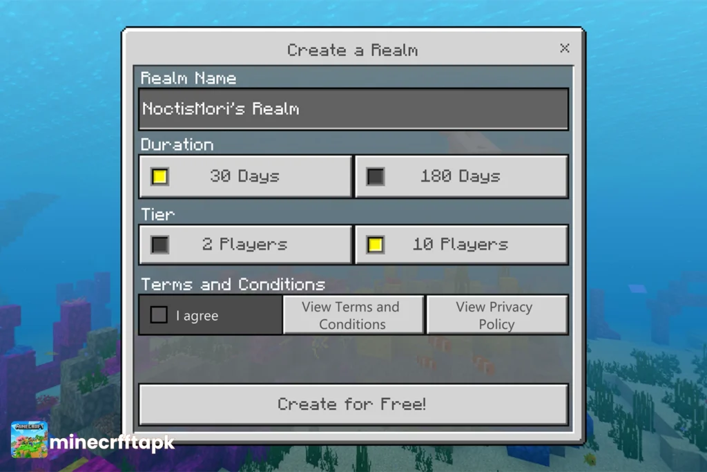 Simple Setup of minecraft realms
