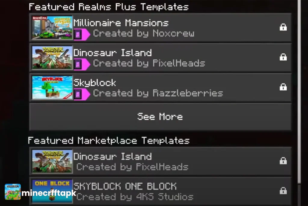 Private World in minecraft realms